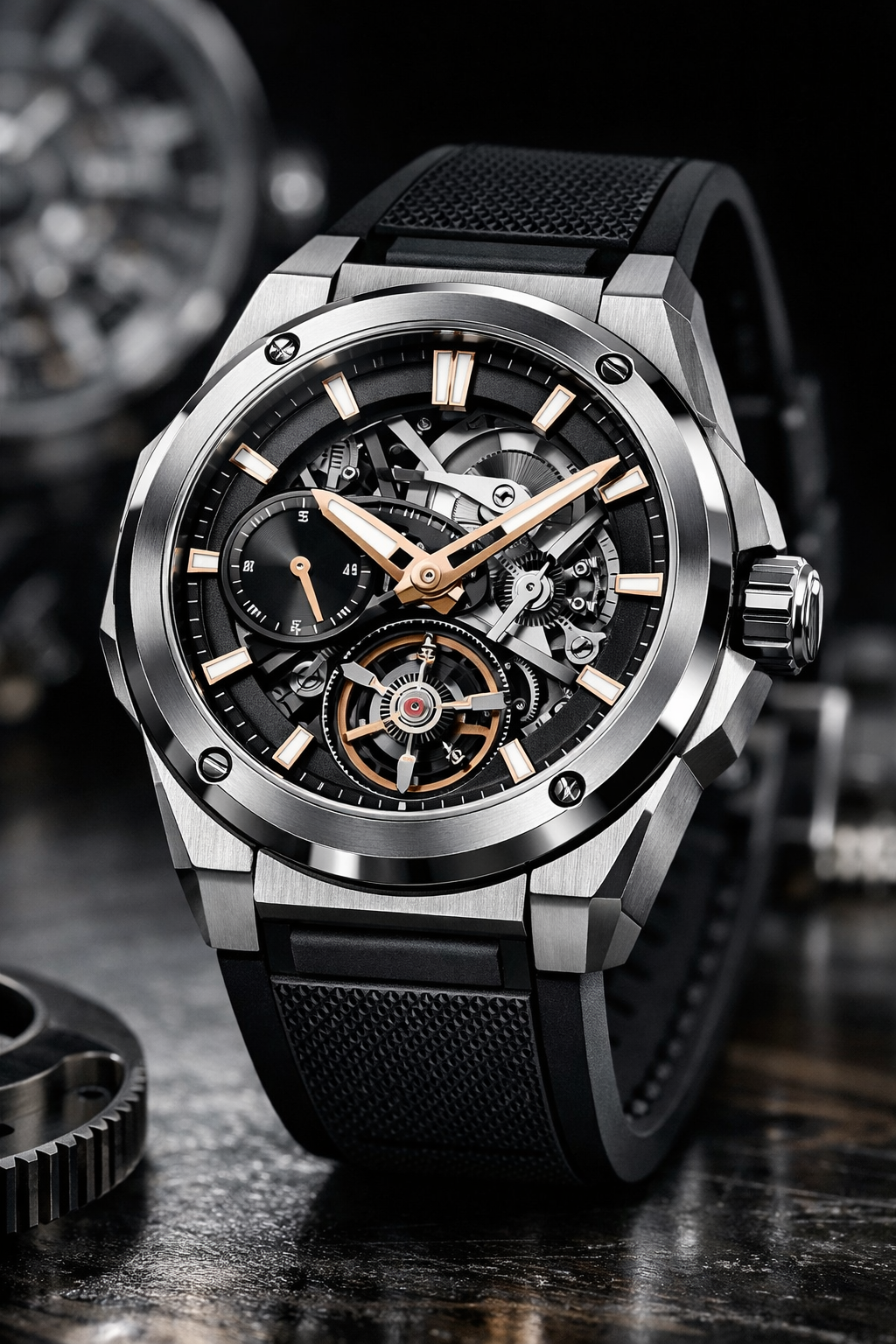 Modern Series watch with architectural case lines and contemporary dial