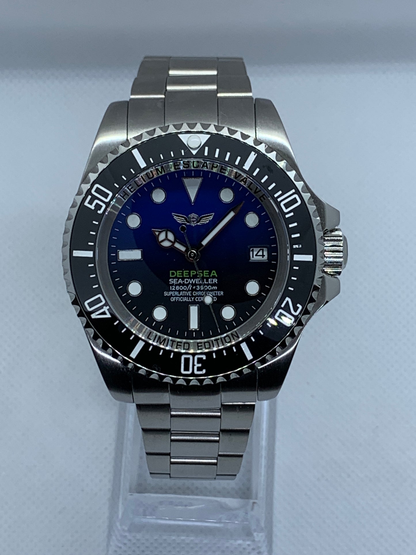 Men's 43MM Diver Watch, Blue Deep Sea Dial, Ceramic Bezel, Seiko NH35 automatic movement, Sapphire Crystal