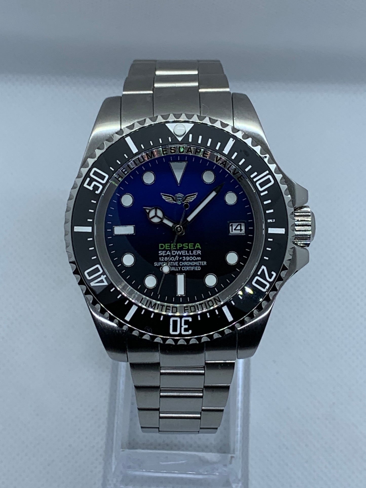 Men's 43MM Diver Watch, Blue Deep Sea Dial, Ceramic Bezel, Seiko NH35 automatic movement, Sapphire Crystal