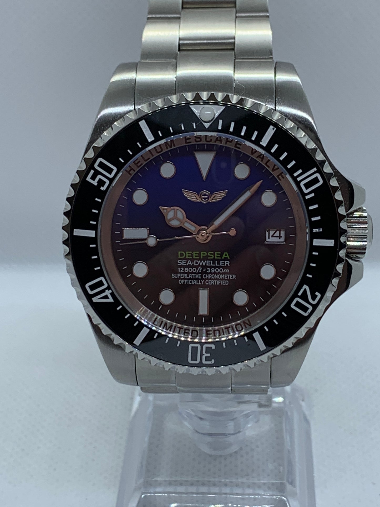 Men's 43MM Diver Watch, Blue Deep Sea Dial, Ceramic Bezel, Seiko NH35 automatic movement, Sapphire Crystal