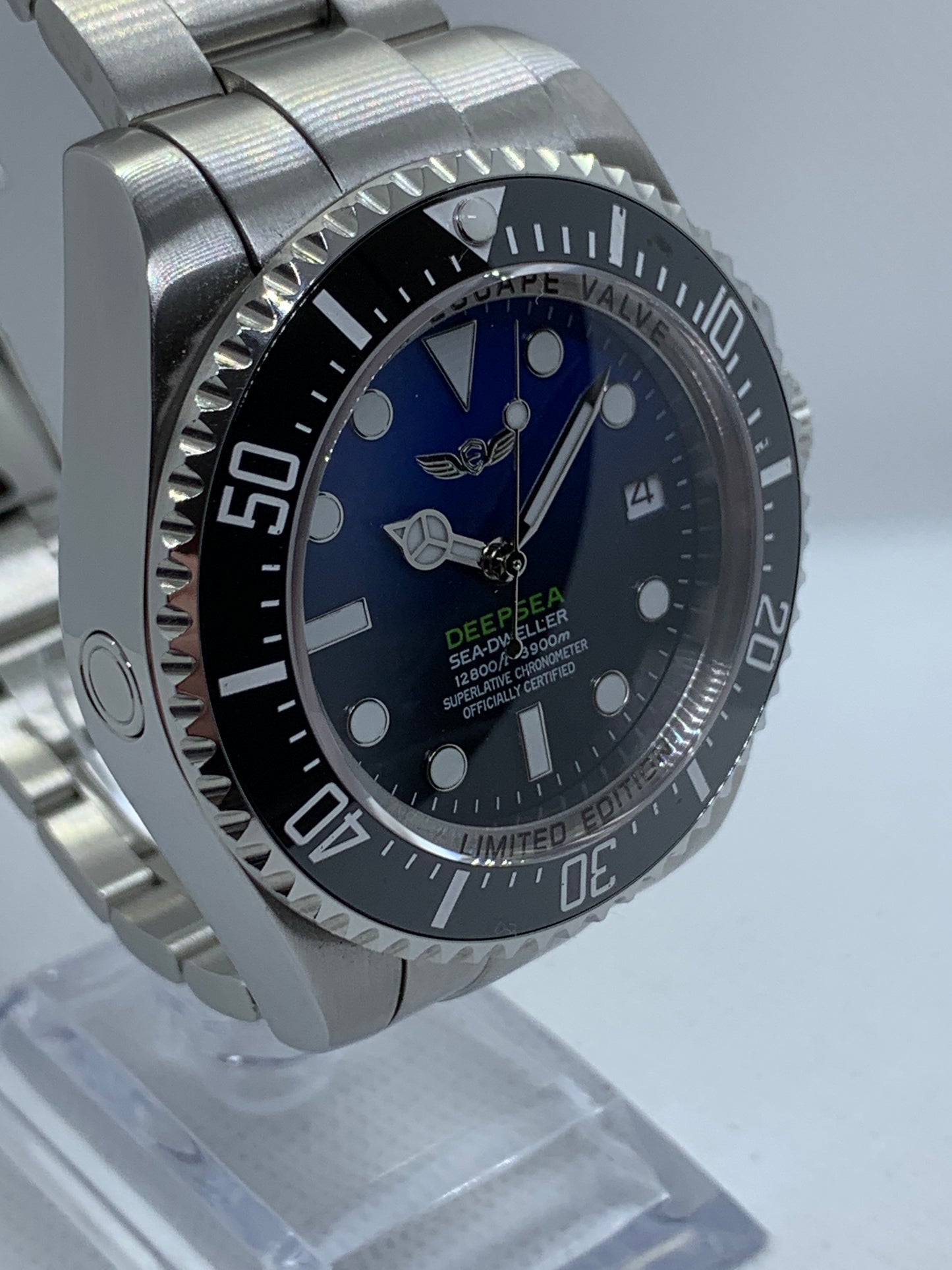 Men's 43MM Diver Watch, Blue Deep Sea Dial, Ceramic Bezel, Seiko NH35 automatic movement, Sapphire Crystal