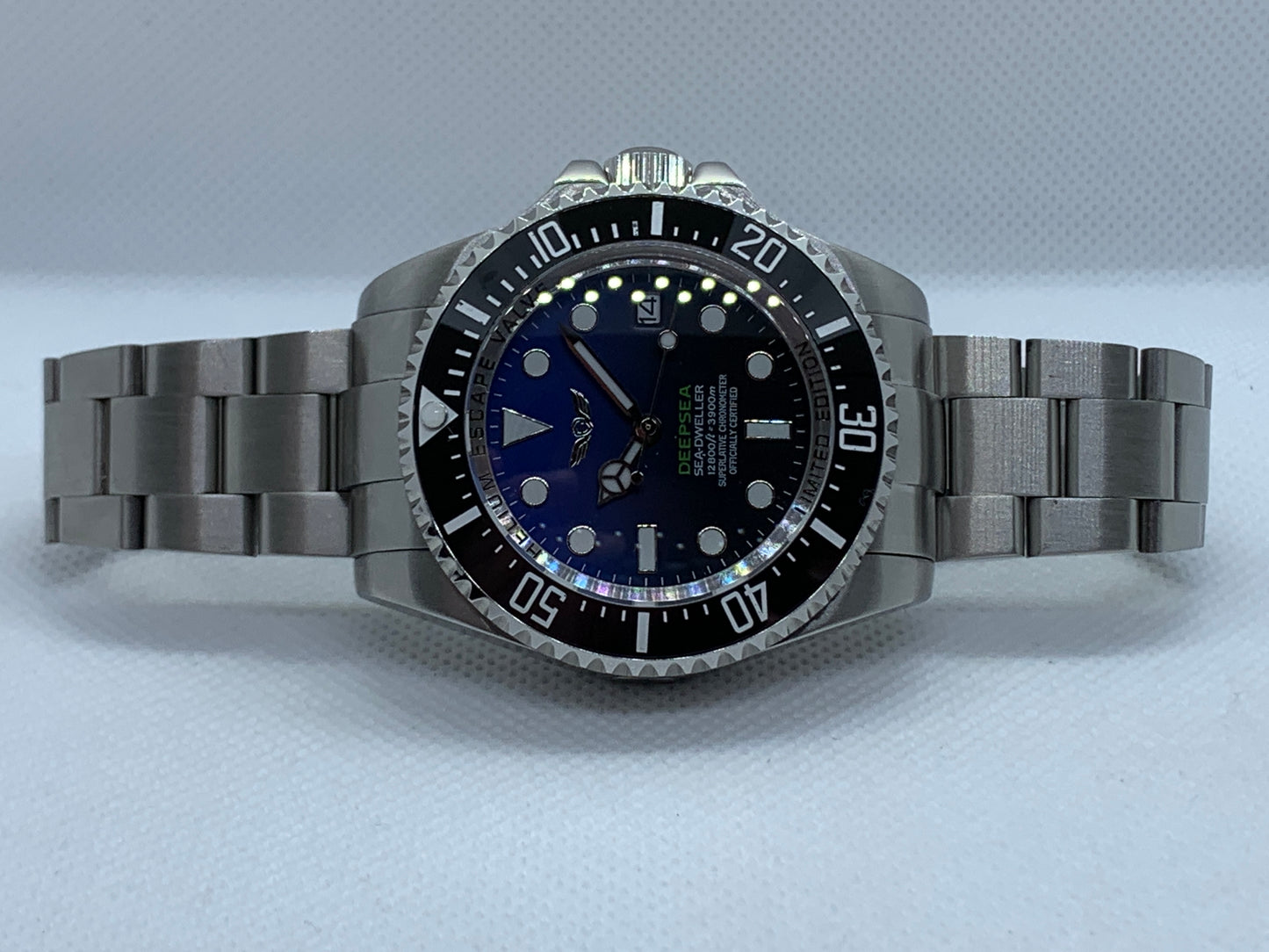 Men's 43MM Diver Watch, Blue Deep Sea Dial, Ceramic Bezel, Seiko NH35 automatic movement, Sapphire Crystal