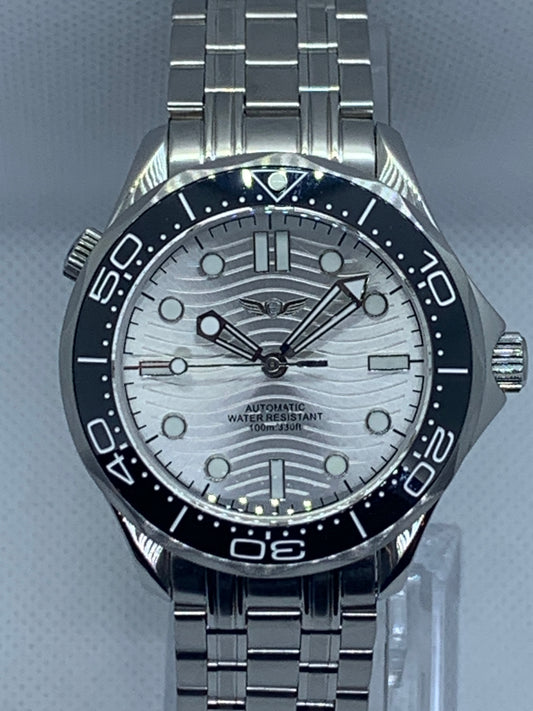 Men's 41MM Silver Wave Dial Watch