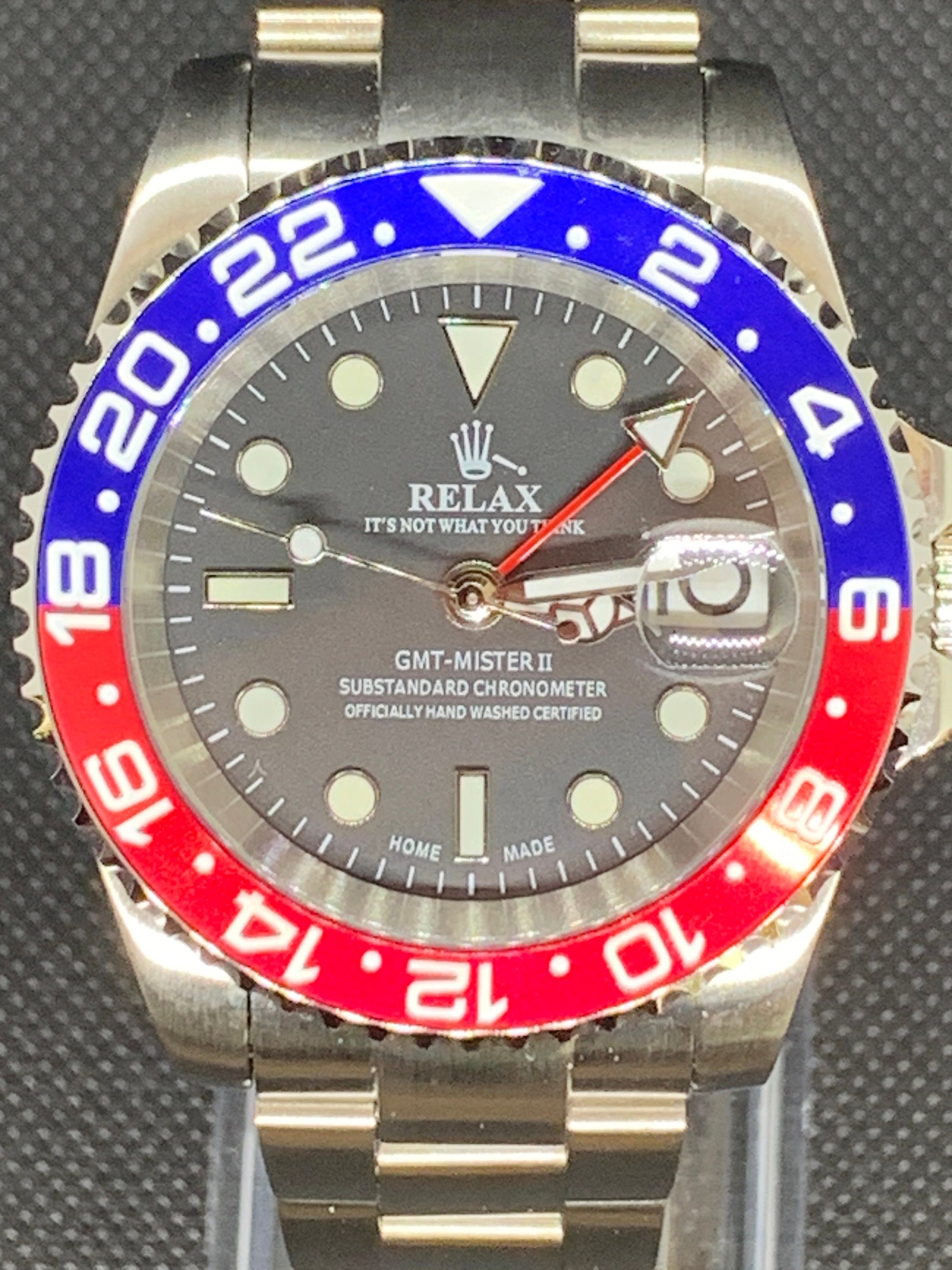 Epic Watches - Custom "Relax" Mod Watch, NH34A GMT Automatic Movement, "Pepsi" Bezel, Sapphire Crystal, 40MM size